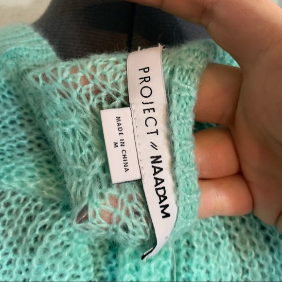 Project Naadam teal bell sleeve knit sweater medium - Picture 6 of 8